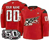 Men's Washington Capitals Customized Red 50th Anniversary Authentic Jersey